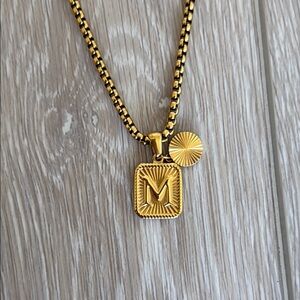 M Gold Initial Pendant Necklace